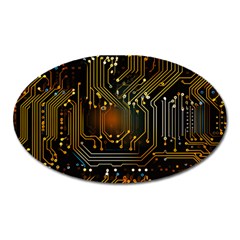 Circuits Circuit Board Orange Technology Oval Magnet by Ndabl3x