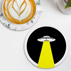 Ufo Flying Saucer Extraterrestrial Uv Print Round Tile Coaster by Cendanart