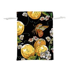 Embroidery Blossoming Lemons Butterfly Seamless Pattern Lightweight Drawstring Pouch (s) by Ket1n9