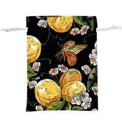 Embroidery Blossoming Lemons Butterfly Seamless Pattern Lightweight Drawstring Pouch (xl) by Ket1n9