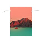 Brown Mountain Illustration Sunset Digital Art Mountains Lightweight Drawstring Pouch (S) Back