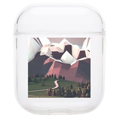 White And Brown Mountain Illustration Digital Art Soft Tpu Airpods 1/2 Case by Cendanart