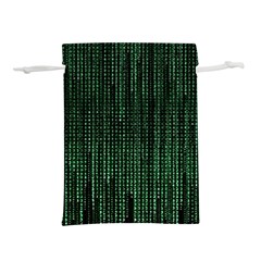 Green Matrix Code Illustration Digital Art Portrait Display Lightweight Drawstring Pouch (l) by Cendanart