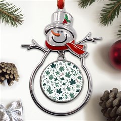 Leaves Nature Bloom Metal Snowman Ornament by Bedest