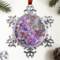 Abstract Pebbles Metal Large Snowflake Ornament by kaleidomarblingart