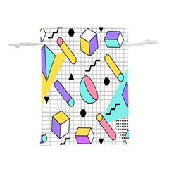 Tridimensional Pastel Shapes Background Memphis Style Lightweight Drawstring Pouch (s) by Bedest