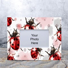 Ladybugs Pattern Texture Watercolor White Tabletop Photo Frame 4 x6  by Bedest