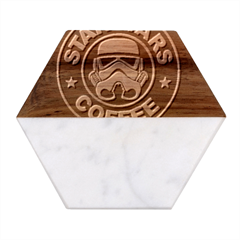 Stormtrooper Coffee Marble Wood Coaster (hexagon)  by Cendanart