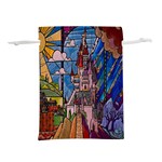 Castle Building Stained Glass Lightweight Drawstring Pouch (S) Back