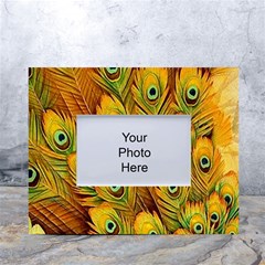 Peacock Feathers Green Yellow White Tabletop Photo Frame 4 x6  by Bedest