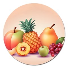 Fruit Pattern Apple Abstract Food Magnet 5  (round) by Proyonanggan