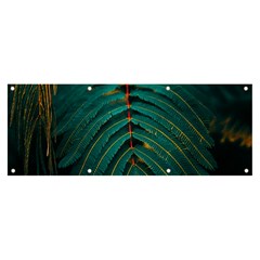 Dark Green Leaves Leaf Banner And Sign 8  X 3  by Cemarart