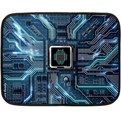 Circuit Board Motherboard Two Sides Fleece Blanket (mini) by Cemarart