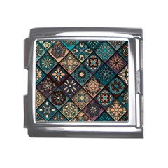 Flower Texture Background Colorful Pattern Mega Link Italian Charm (18mm) by Cemarart