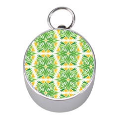 Green Pattern Retro Wallpaper Mini Silver Compasses by Bajindul