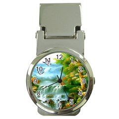 Paradise Forest Painting Bird Deer Waterfalls Money Clip Watches by Ndabl3x