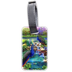 Peacocks In Garden Luggage Tag (two Sides) by Ndabl3x
