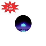 Sunset Colorful Nature Night Purple Star 1  Mini Buttons (100 pack)  Front