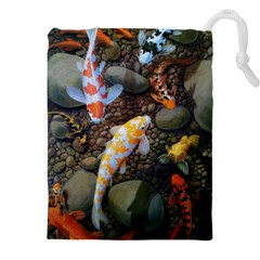 Koi Fish Clown Pool Stone Drawstring Pouch (5xl) by Cemarart