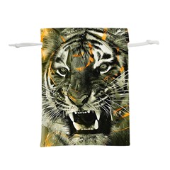 Angry Tiger Animal Broken Glasses Lightweight Drawstring Pouch (l) by Cemarart