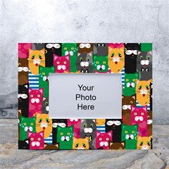 Cat Funny Colorful Pattern White Tabletop Photo Frame 4 x6  by Grandong