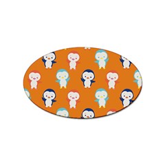 Cute Penguin Funny Pattern Sticker (oval) by Grandong