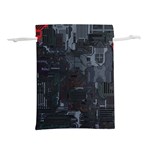 Abstract Tech Computer Motherboard Technology Lightweight Drawstring Pouch (L) Front