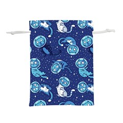Cat Astronaut Space Suit Pattern Lightweight Drawstring Pouch (l) by Cemarart