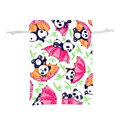Panda Umbrella Pattern Lightweight Drawstring Pouch (l) by Cemarart