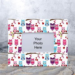 Owl Pattern White Tabletop Photo Frame 4 x6  by Cemarart
