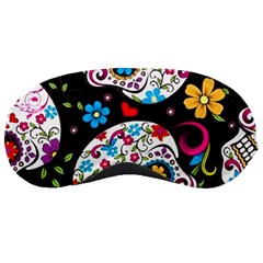 Sugar Skull Black Olorful Flower Sleep Mask by Cemarart