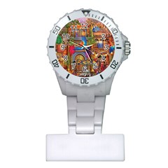 Arabian Street Art Colorful Peacock Tiger Man Parrot Horse Dancer Fantasy Plastic Nurses Watch by Cemarart