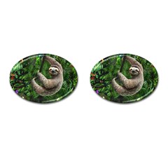 Sloth In Jungle Art Animal Fantasy Cufflinks (oval) by Cemarart