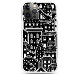 Dark Seamless Pattern With Houses Doodle House Monochrome Iphone 12 Pro Max Tpu Uv Print Case by Cemarart