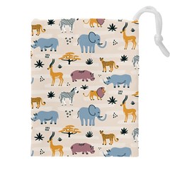 Wild Animals Seamless Pattern Drawstring Pouch (4xl) by Ndabl3x