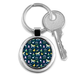 Cute Babies Toys Seamless Pattern Key Chain (round) by Ndabl3x