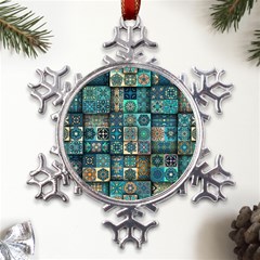 Texture Pattern Abstract Colorful Digital Art Metal Large Snowflake Ornament by Ndabl3x