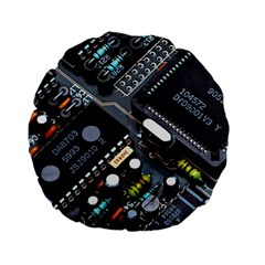 Motherboard Board Circuit Electronic Technology Standard 15  Premium Flano Round Cushions by Cemarart