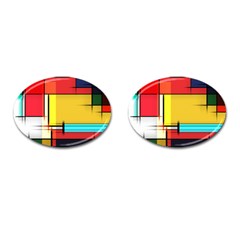 Multicolored Retro Abstraction%2 Cufflinks (oval) by nateshop