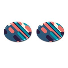 Blue Geometric Background, Abstract Lines Background Cufflinks (oval) by nateshop