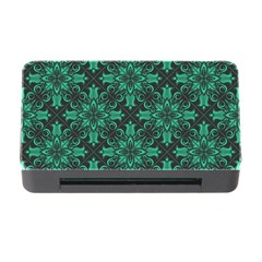 Green Damask Pattern Vintage Floral Pattern, Green Vintage Memory Card Reader With Cf by nateshop