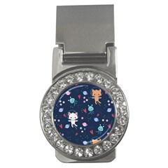 Cute Astronaut Cat With Star Galaxy Elements Seamless Pattern Money Clips (cz)  by Grandong