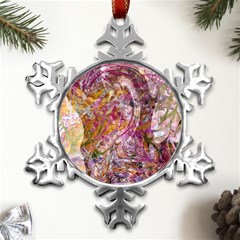 Abstract Pink Blend Metal Small Snowflake Ornament by kaleidomarblingart