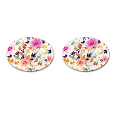 Abstract Floral Background Cufflinks (oval) by nateshop