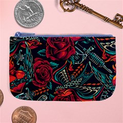 Vintage Flash Tattoos Designs Seamless Pattern Large Coin Purse by Bedest