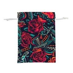Vintage Flash Tattoos Designs Seamless Pattern Lightweight Drawstring Pouch (m) by Bedest