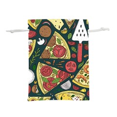 Seamless Pizza Slice Pattern Illustration Great Pizzeria Background Lightweight Drawstring Pouch (s) by Cemarart