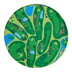 Golf Course Par Golf Course Green Round Glass Fridge Magnet (4 Pack) by Cemarart