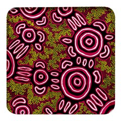 Authentic Aboriginal Art - You Belong Square Glass Fridge Magnet (4 Pack) by hogartharts
