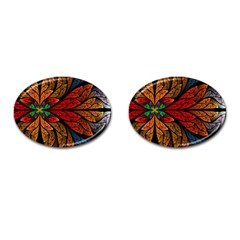 Fractals, Floral Ornaments, Rings Cufflinks (oval) by nateshop